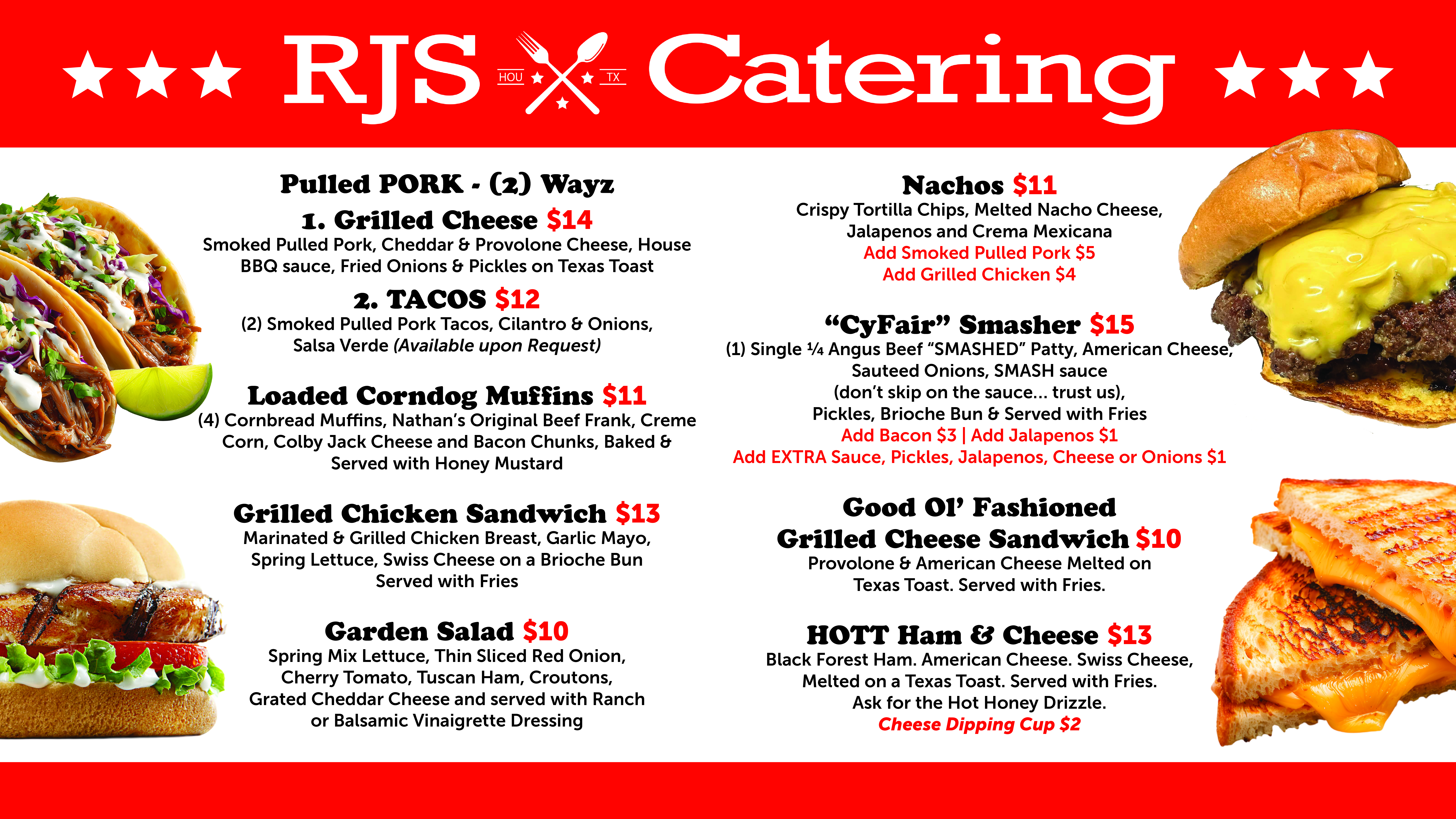 RJ catering Jones menu